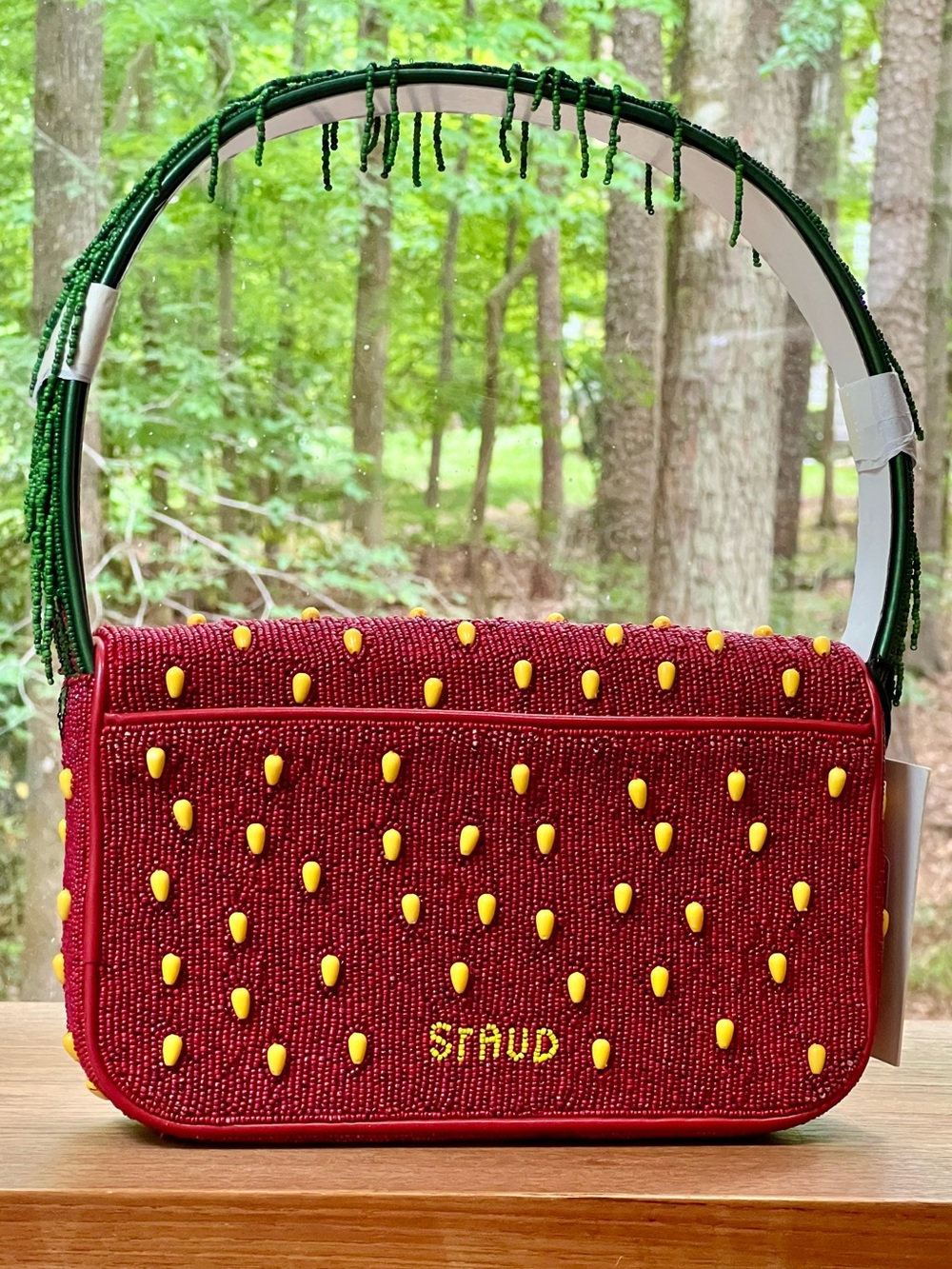 NWT Staud Beaded Tommy Shoulder Bag Strawberry Dream - Picture 5 of 16